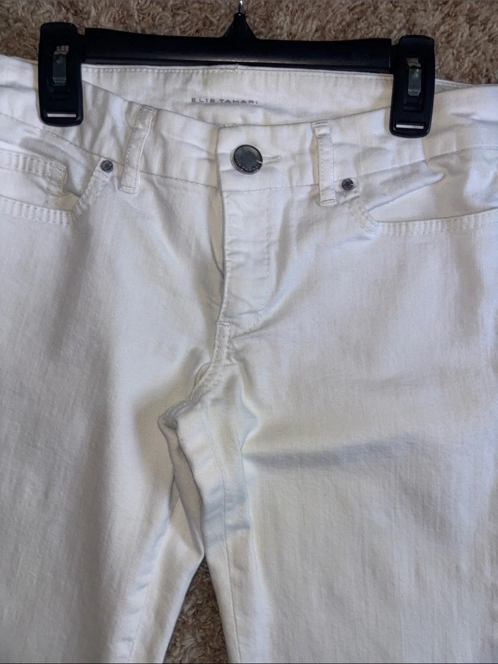 Elite Tahari Women’s Low Rise White Flared Jeans